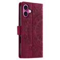 thumbnail image 4 of Flip Case for iPhone 16 Plus , Totem Embossed Flowers Premium PU Leather Wallet Folio Cover with Card Holder Kickstand Compatible with iPhone 16 Plus - Red, 4 of 12