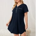 thumbnail image 5 of Wyongtao Womens Nightgown Plus Size Short Sleeve Sleep Dress with Pockets for Sleeping Nightgown Soft Nightdress,Navy XXXXL, 5 of 6