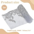 thumbnail image 5 of 1pc 2 Yards Polyester Embroidery Flower Lace Trim Sparkle Lace Trimming with Paillettes Silver 12-5/8~13-5/8 inch(322~345mm), 5 of 7