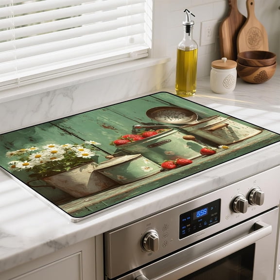 Heat-resistant Stove Top Cover - 28.5" X 20.5" Cooktop Protector Covers, Scratch-resistant Washable Pad Kitchen Countertop Mat (Green, 28.5" x 20.5")