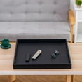 thumbnail image 6 of Hanobe Square Extra Large Ottoman Tray：Black Leather Decorative Tray with Handles for Ottoman Table Topper Coffee Table Living Room 22" x 22", 6 of 9
