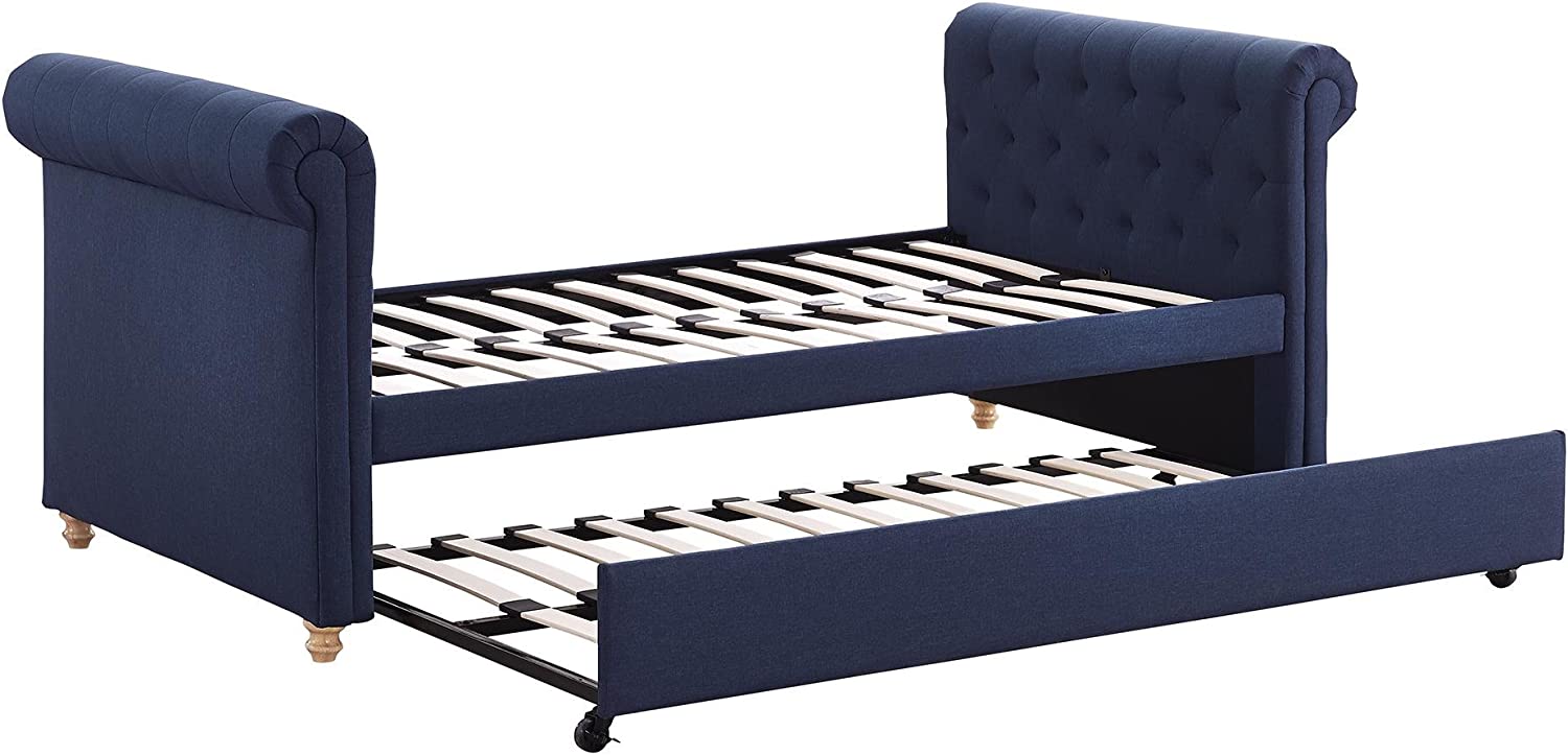 Sophia Upholstered Daybed Trundle, Twin, Navy