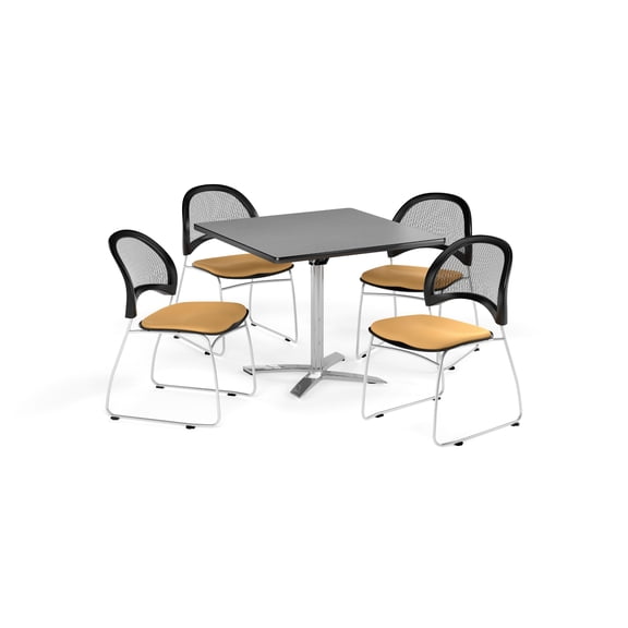 ofm pkg-brk-170-0021 breakroom package featuring 36 in. square flip top multi-purpose table with four moon stack chairs