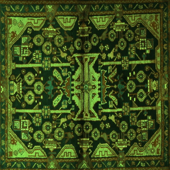 Ahgly Company Indoor Square Persian Green Traditional Area Rugs, 4' Square