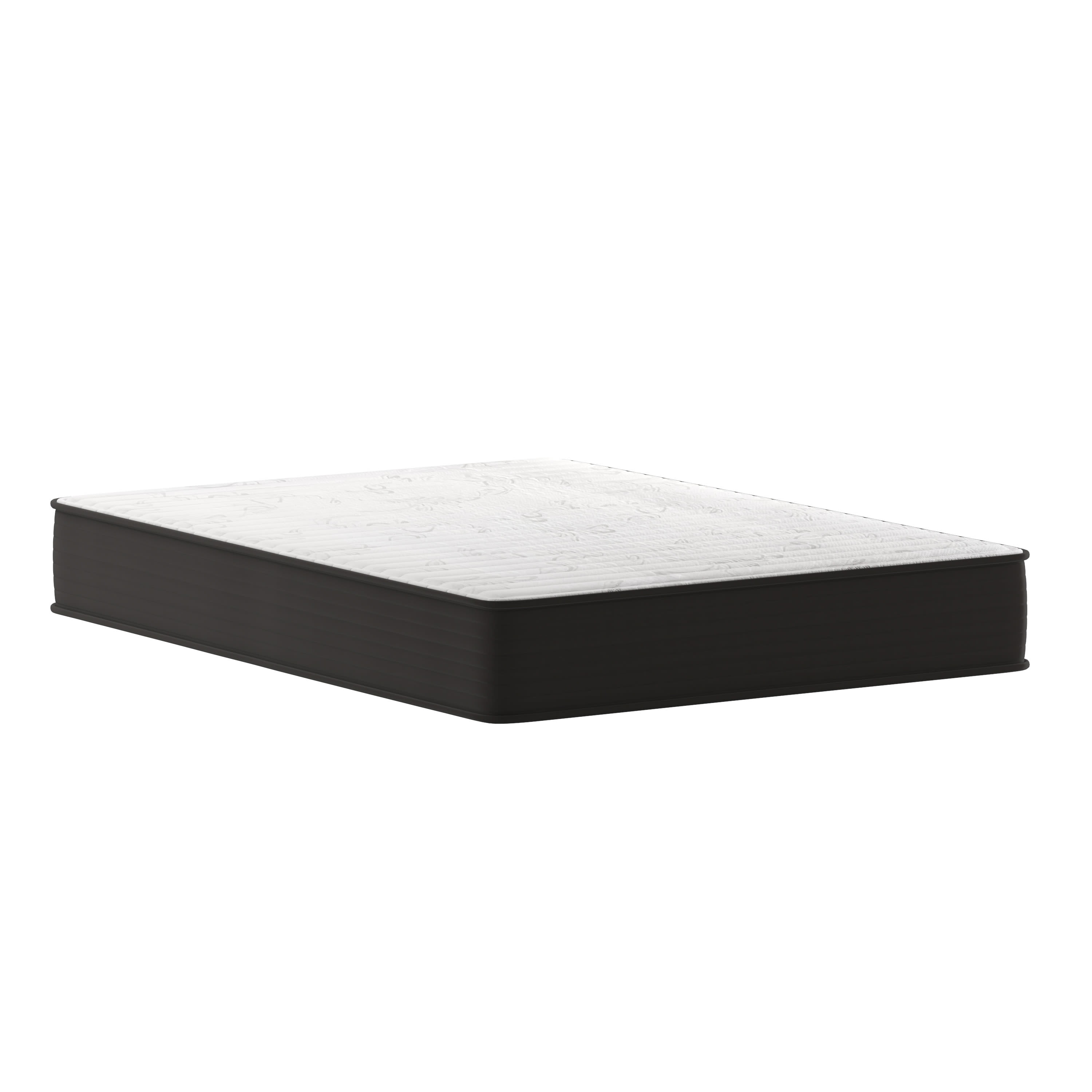 BizChair 10 Inch Hybrid Mattress, Full Size High Density Foam and Pocket Spring Mattress in a Box, CertiPur-US Certified Foam, White/Black
