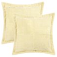 thumbnail image 2 of REGALWOVEN Set of 2 Solid Corduroy Striped Throw Pillow Covers, Wide Bordered Decorative Cushion Case for Home Decorations Yellow 18" x 18", 2 of 6