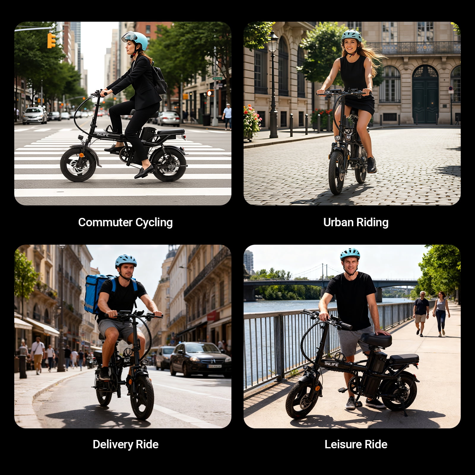 Inlife 14" Folding Electric Bike 15AH Battery Ebike 900W Electric Folding Bicycle 35 Miles Range