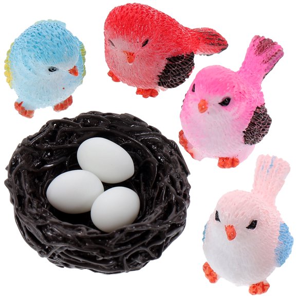 WHAMVOX 1Jgo Adornos De Pájaros En Resina Con Y Huevos Para De Césped Y Porche