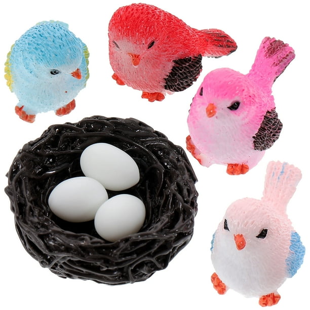 WHAMVOX 1Jgo Adornos De Pájaros En Resina Con Y Huevos Para De Césped Y Porche
