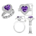 thumbnail image 3 of Dazzlingrock Collection 8mm Heart Amethyst & Round White Diamond Double Halo Engagement Ring Set for Women (0.65 ctw, Color I-J, Color I2-I3) in 10K White Gold, Size 4.5, 3 of 5