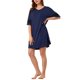 thumbnail image 5 of INSPIRAR CHIC Camisón de Pijamas para Mujeres, Vestido de Pijamas, Ropa de Dormir, Manga Corta, Azul, Grande, 5 of 7