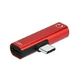 thumbnail image 2 of Convertidor de carga de auriculares Inteprter 2 en 1 Tipo C a Jack 3,5 mm Adaptador de audio USB Tipo C Rojo, 2 of 6