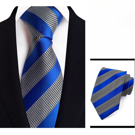 Classic Silk Tie for Men Woven Jacquard Extra Long Necktie Big and Tall Business Wedding Formal Party Stripe Pattern