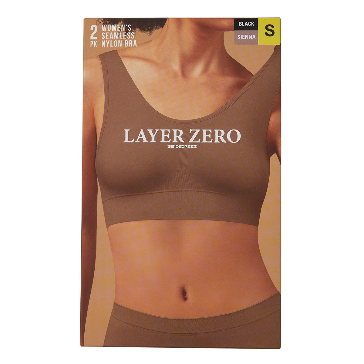 Layer Zero by 32 Degrees Women's Seamless Bra, 2-pack (Black/Tan, Medium)