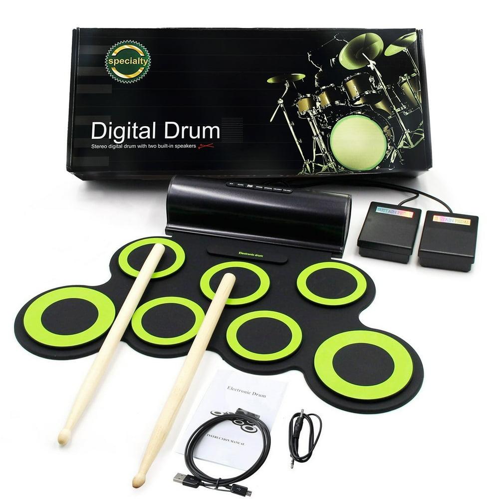 Electronic Drum Set Foldable Drum Pads Kit Built in Speaker With