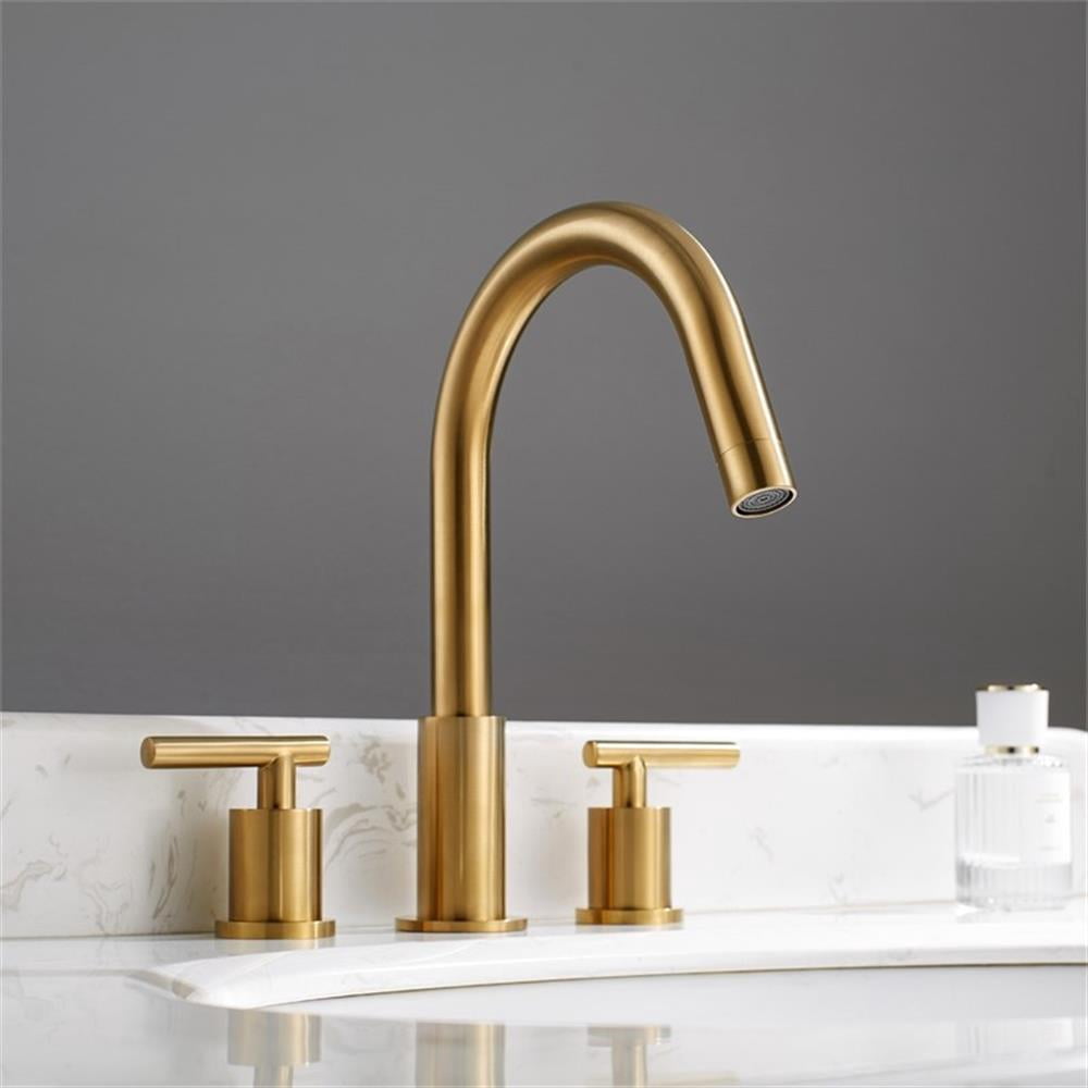 Vinnova 114123-BAF-BG Lodosa Widespread Brushed Gold Bathroom Basin Sink Faucet