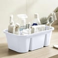 thumbnail image 5 of Multi Compartment Plastic Storage Tote Basket, Divided Portable Organizer Box with Handle, Multi Purpose Storage Bin for Bathroom Kitchen Cosmetic Household Tool Supplies Organization, White, 5 of 5