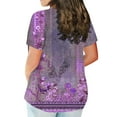 thumbnail image 4 of Teissuly Women Fashion Casual Printing Shirts Short Sleeve Loose Plus Size Tee Tops Round Neck Tunic Blouse, 4 of 6