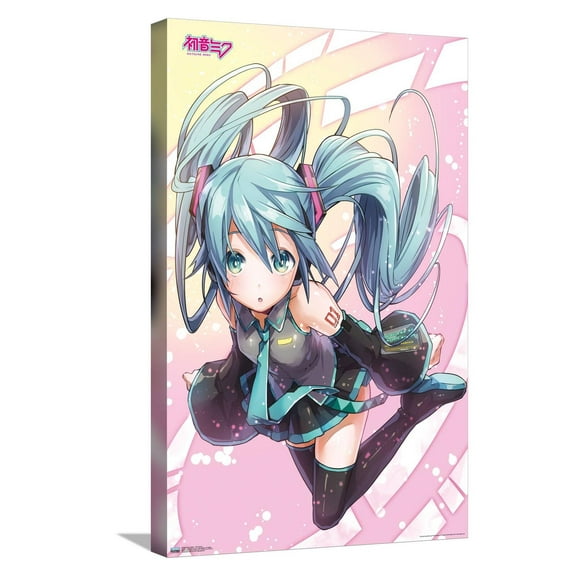 Hatsune Miku - Pink Circles Canvas Wall Poster, 14.725" x 22.375"