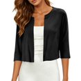 thumbnail image 3 of Arlun Fall Cropped Cardigan for Women Lightweight 3/4 Length Sleeve Open Front Cardigans for Oktoberfest Trendy Casual Crew Neck Solid Color Basic Thin Outerwear, 3 of 7