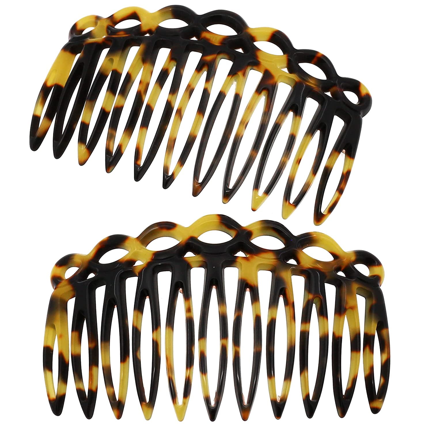 Camila Paris CP3142 French Hair Side Comb Small Handmade White French Twist Hair Combs Decorative, Strong Hold Hair Clips for Women Bun Chignon Up-Do Styling Girls Hair Accessories, Made in France
