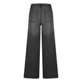thumbnail image 6 of Qiopertar Women's Casual Loose Wide Leg Straight Leg Cropped Jeans Fashion Solid Color Pants Lounge Travel Relaxed Comfy Stretchy with Pockets, Black M, 6 of 7