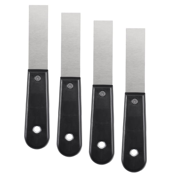 Raspador de masilla de acero inoxidable de 1" con mango negro Uxcell 4Pcs