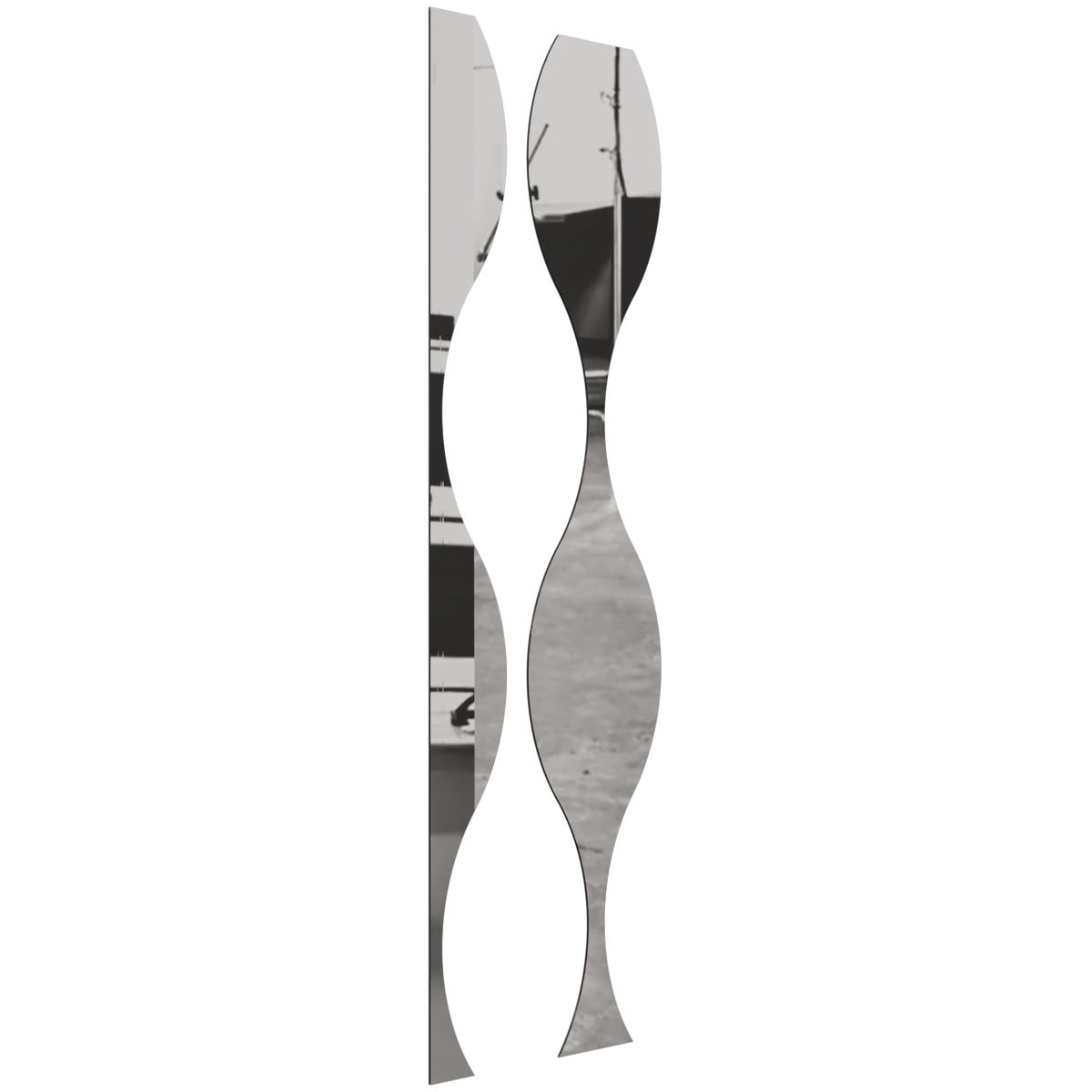 Ekena Millwork 47"H x 1/8"T Ozark Adjustable Acrylic Decorative Slat Wall Panel Kit, Silver Mirror (contains 8 Slats + 1 Straight Edge Starter Slat)