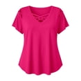 thumbnail image 4 of RUTAYY Women's T-Shirt Elegant Plus Size V-Neck Short Sleeve Tee Shirts Solid Color Strap Detail Casual Tops Classic Stylish Tees, 4 of 4