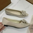 thumbnail image 4 of Xfvqtps Womens Pointed Toe Bow Flats Colorful Quilted Insole Comfortable Casual Flat Shoes for Work Leisure Beige, 4 of 5