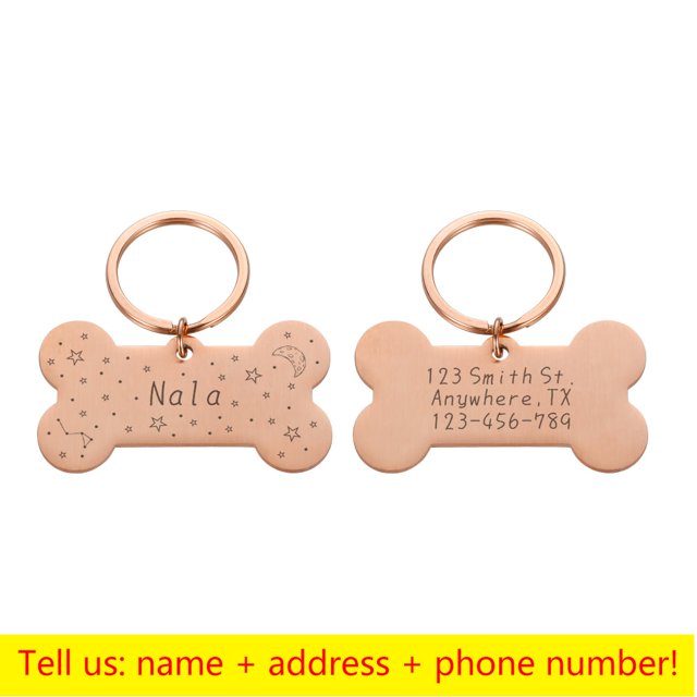 Personalized Collar Pet ID Tag Engraved Pet ID Name for Cat Puppy Dog Tag Pendant Keyring Bone Tag Pet Accessories Dropshipping qym unisex