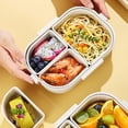 thumbnail image 3 of Thermal Lunch Box Heat Preservation Bento Box Portable Divided Food Storage Container With Thermal insulation bag 1set Gery, 3 of 6