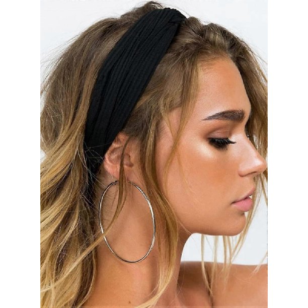 ZHAOCHENG Diademas para mujer, bandas elásticas para el cabello con nudos torcidos estilo bohemio para niñas, turbante cruzado, pañuelo liso para la cabeza, accesorios para el cabello vintage para ent
