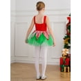 thumbnail image 2 of Aislor Kids Girls Christmas Ballet Dance Performance Costume Shiny Santa Elf Leotard Tutu Dress 6-16 A Red 8, 2 of 7