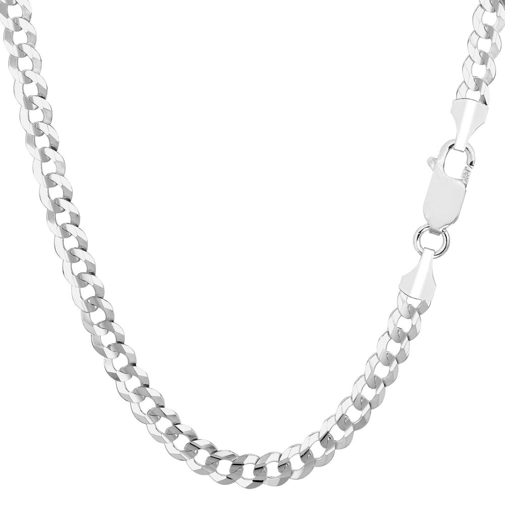 Jewelry Affairs 14k White Gold Comfort Curb Chain Necklace, 4.7mm