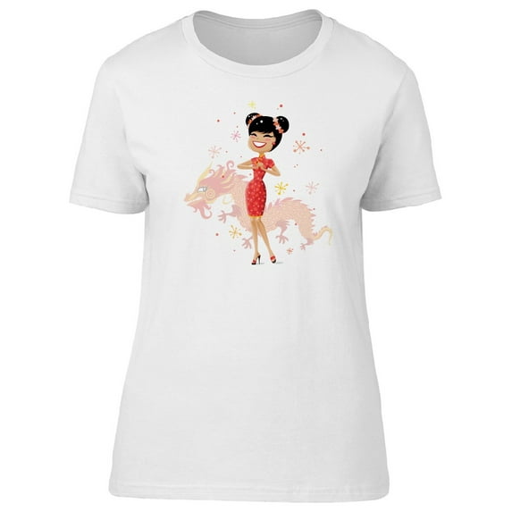 Beautiful Chinese Lady Cartoon Tee Women's -Image by Shutterstock
