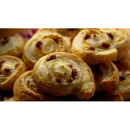 LAMINATED POSTER Food Snack Bacon Puff Pastry Baked Meat Roll Pie Poster Print 24 x