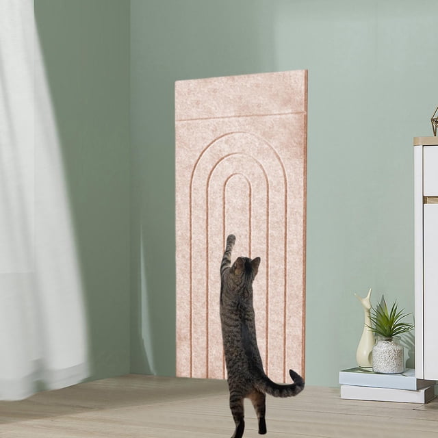 Alfombrilla rascadora para gatos, autoadhesiva, sin pelusa, juguete de garra DIY para afilar, recortable, rascador vertical para suelo, sofá y sillón. Camello oscuro
