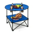 thumbnail image 2 of Kepooman Portable Picnic Table, Folding Camping Table, 2-Tier Portable Picnic Table with Carrying Bag and 4 Cup Holders-Blue, 2 of 6
