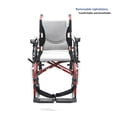 thumbnail image 3 of Silla de ruedas ergonómica ligera Karman S-ERGO 305 S-Ergo305Q18RS, 13 kg, ruedas de liberación rápida, armazón rojo rosa, asiento de 45 cm de ancho x 43 cm de profundidad, altura ajustable de fábrica, 3 of 5