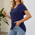 thumbnail image 6 of Timegard Top for Women Ruffle Short Sleeve 1 Shoulder Scoop Neck Comfy Loose Casual Summer Tee Shirts, 6 of 8