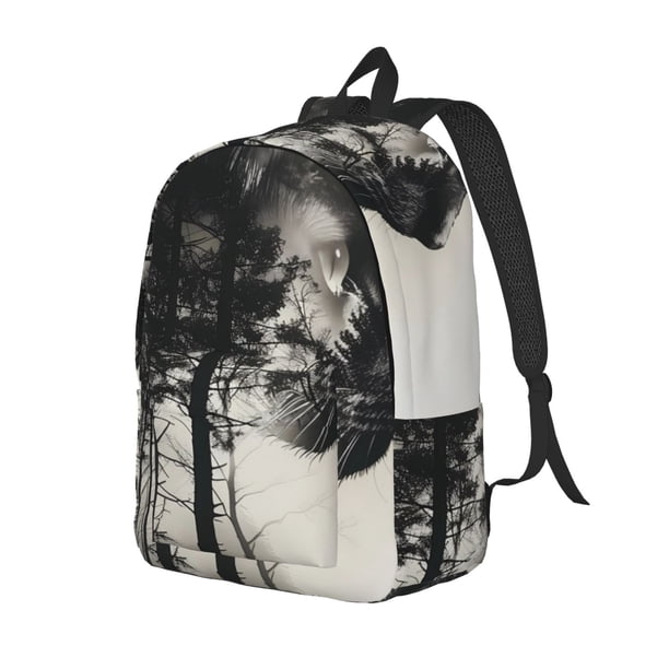 Fotbe Double Exposure Cat Forest Mochila de Lona con Estampado, Mochila Duradera, Mochila Versátil de Alta Calidad, Mochila Compacta Vintage-Medium
