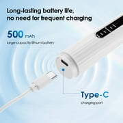 Electric Toothbrush with Tartar Remover Scraper, Teethbrush Cleaning Tool, Teeth Cleaning Kit 2 in 1 with 6 Cleaning Modes, 10min Auto Off, IPX6 Waterproof, 500mAh Battery for Adult, White