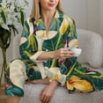 thumbnail image 6 of Salouo Tropical Floral Jungle Pattern Women's Pajamas Set Long Sleeve Button Down Sleepwear Soft Pj Lounge Sets for women 2 Piece Pjs Set with Long Pants-X-Large, 6 of 7
