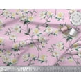 thumbnail image 3 of Soimoi Pink Silk Fabric Leaves & Magnolia Floral Print Sewing Fabric Yard 42 Inch Wide, 3 of 3