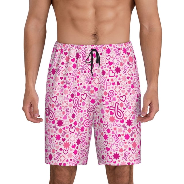 Fotbe Breast Cancer Awareness2 Pantalones Cortos de Pijama para Hombre, Ropa de Dormir, Pantalones de Pijama Cortos para Hombre-4X-Large