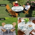 thumbnail image 4 of Green Grey Pumpkins Fall Round Tablecloth for 36-44 Inch Tables,Fitted Table Cover with Elastic Edge,Thanksgiving Eucalyptus Leaves Waterproof Outdoor Table Cloth Protector for Patio Garden Dinner, 4 of 9