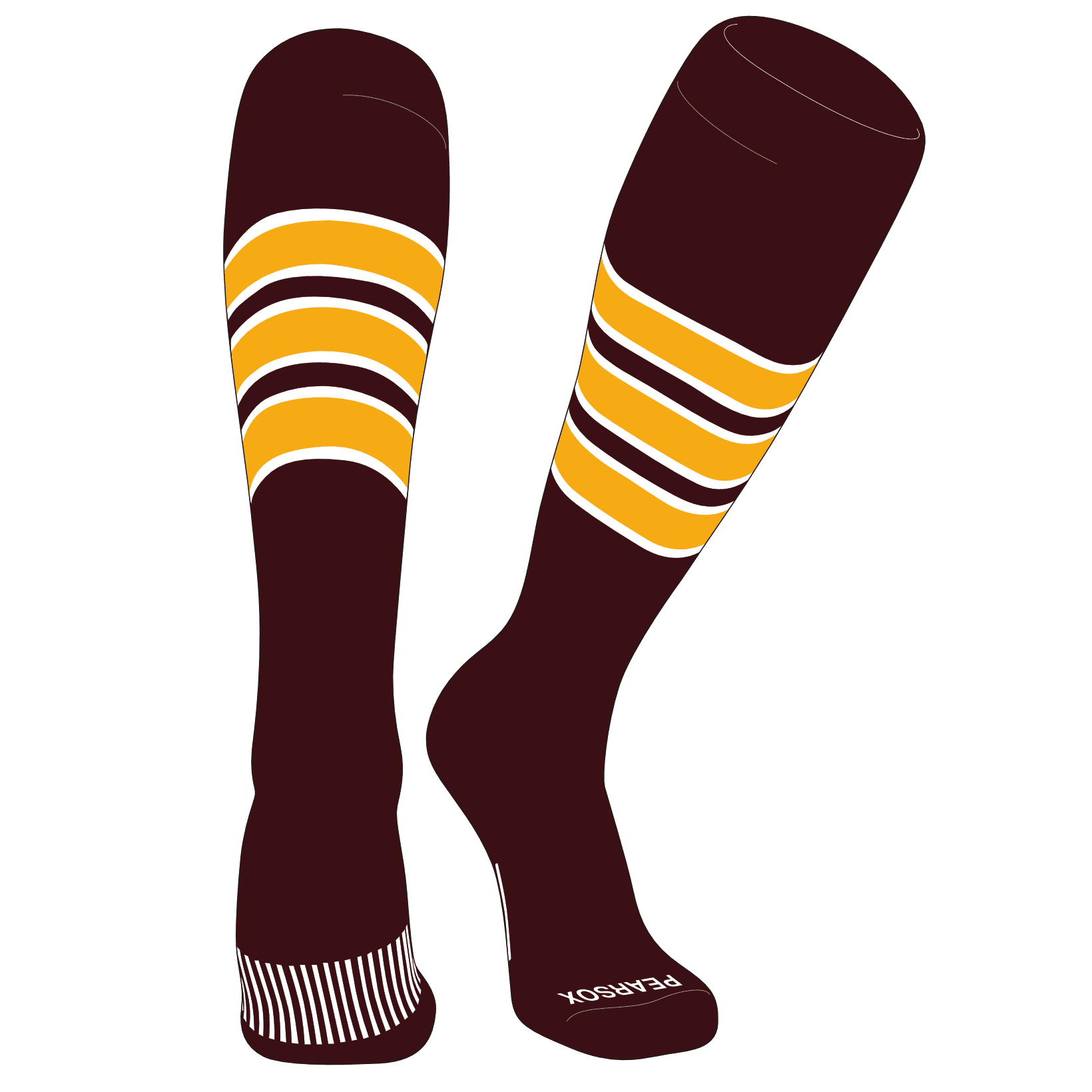 PEARSOX Elite Baseball Knee High Socks (D) Maroon, White, Gold (S ...