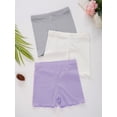 thumbnail image 5 of iixpin Kids Girls 3 Pack Ice Silk Shorts Dance Bike Shorts Gymnastics Yoga Athletic Bottom Safety Shorts Under Dress Gray&White&Purple 2-3, 5 of 6