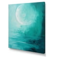 thumbnail image 2 of Designart "Tranquil Teal Moon I" Moon Canvas Wall Art, 2 of 7